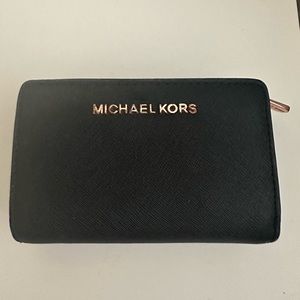 Michael Kors Black Wallet with Rose Gold logo